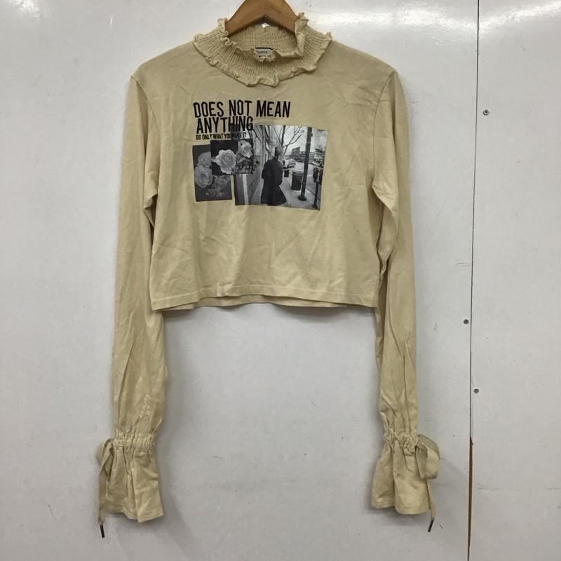 ジュエティ jouetie カットソー 長袖 長袖カットソー プリントカットソー フリルネック M プリント ベージュ / ベージュ / beige レディース USED 古着 中古 10155959