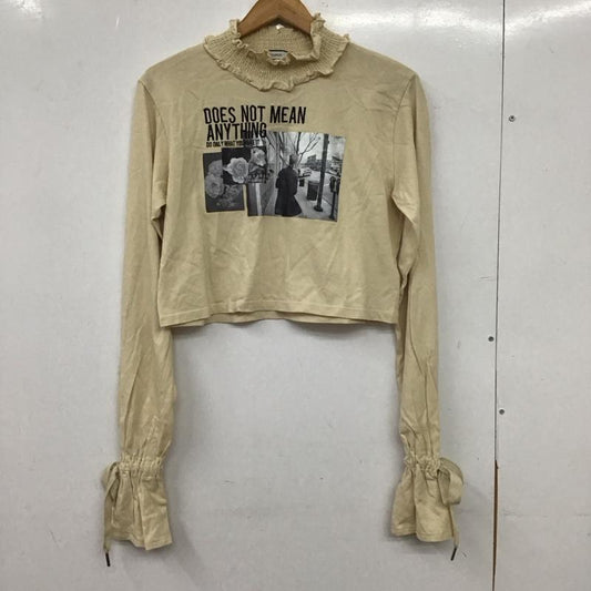ジュエティ jouetie カットソー 長袖 長袖カットソー プリントカットソー フリルネック M プリント ベージュ / ベージュ / beige レディース USED 古着 中古 10155959