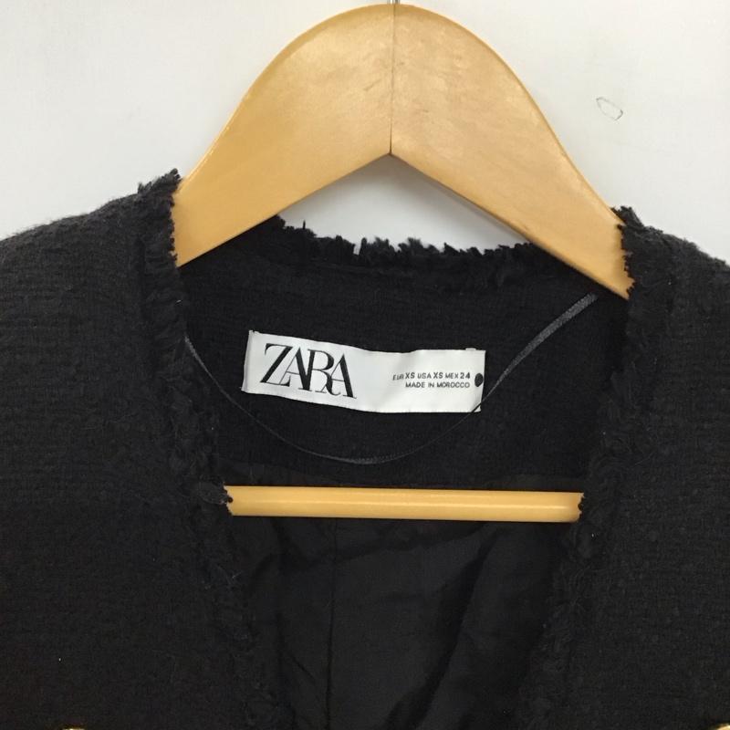 ザラ ZARA ジャケット、上着 ジャケット、ブレザー カジュアルジャケット ノーカラージャケット XS  黒 / ブラック / black レディース USED 古着 中古 10155960