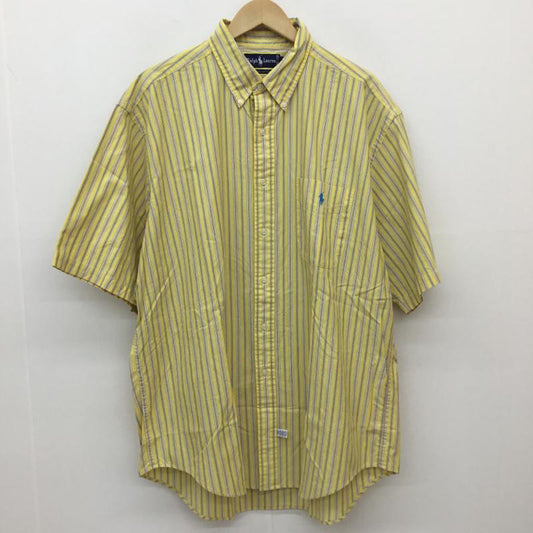 ローレンラルフローレン LAUREN RALPH LAUREN シャツ、ブラウス 半袖 Ralph Lauren ストライプ 半袖シャツ XL ストライプ 黄 / イエロー / yellow メンズ USED 古着 中古 10155974