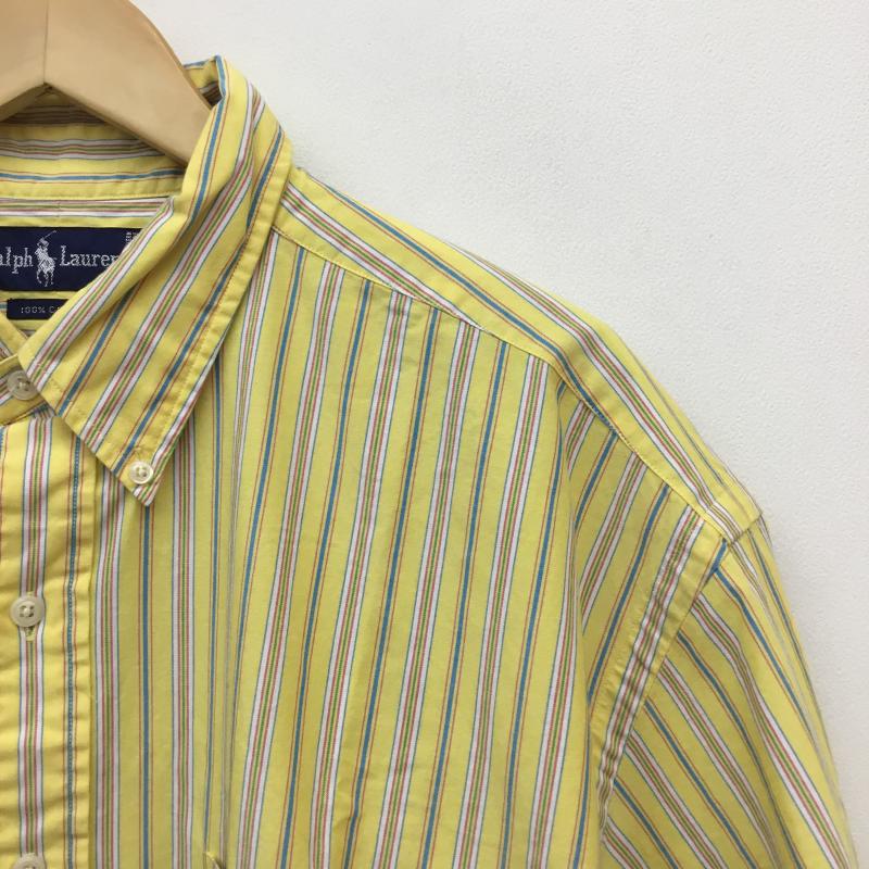 ローレンラルフローレン LAUREN RALPH LAUREN シャツ、ブラウス 半袖 Ralph Lauren ストライプ 半袖シャツ XL ストライプ 黄 / イエロー / yellow メンズ USED 古着 中古 10155974