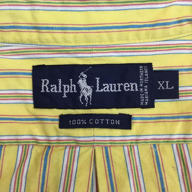 ローレンラルフローレン LAUREN RALPH LAUREN シャツ、ブラウス 半袖 Ralph Lauren ストライプ 半袖シャツ XL ストライプ 黄 / イエロー / yellow メンズ USED 古着 中古 10155974