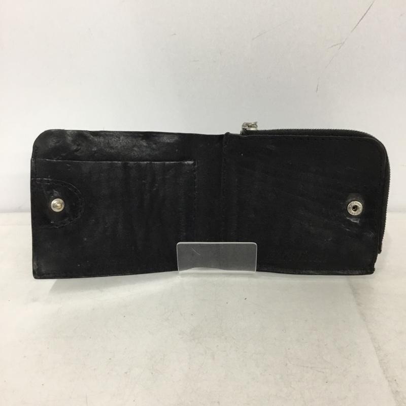 イサムカタヤマバックラッシュ ISAMUKATAYAMA BACKLASH 財布 二つ折り レザー 無地 黒 / ブラック / black メンズ USED 古着 中古 10156005
