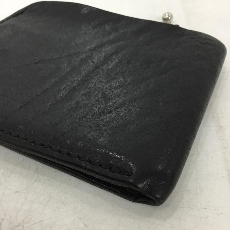 イサムカタヤマバックラッシュ ISAMUKATAYAMA BACKLASH 財布 二つ折り レザー 無地 黒 / ブラック / black メンズ USED 古着 中古 10156005