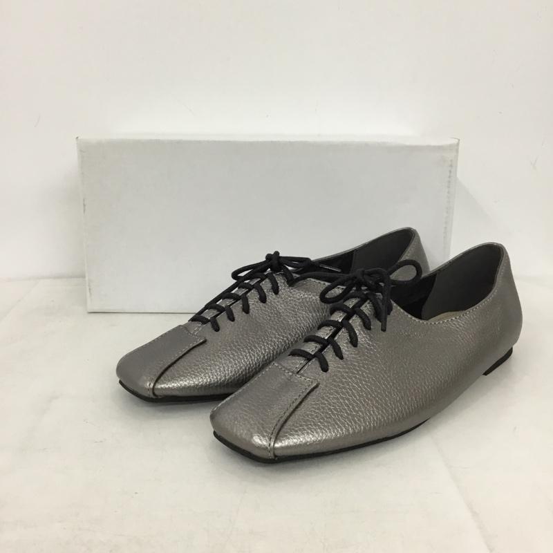 古着 USED カジュアルシューズ カジュアルシューズ Scramble レースアップスクエアフラットシューズ 箱有 M 無地 銀 / シルバー / silver color レディース USED 古着 中古 10156034