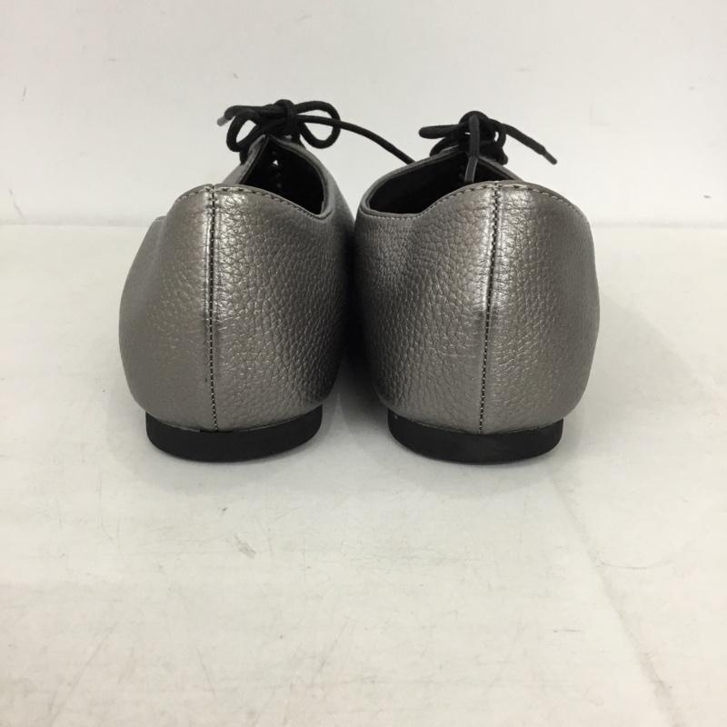 古着 USED カジュアルシューズ カジュアルシューズ Scramble レースアップスクエアフラットシューズ 箱有 M 無地 銀 / シルバー / silver color レディース USED 古着 中古 10156034