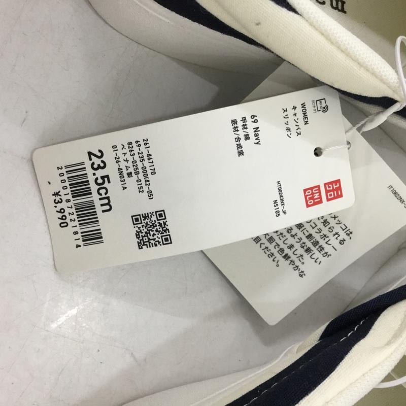 ユニクロ UNIQLO スリッポン スリッポン キャンバススリッポン marimekko マリメッコ 23.5cm 23.5cm ボーダー柄 紺 / ネイビー / navy X オフホワイト / オフホワイト / レディース USED 古着 中古 10156046