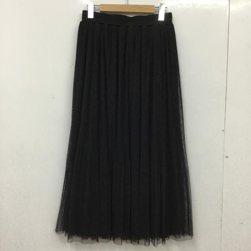 メランクルージュ Melan Cleuge スカート ロングスカート チュール消しプリーツスカート タグ付 L 無地 黒 / ブラック / black レディース USED 古着 中古 10156048