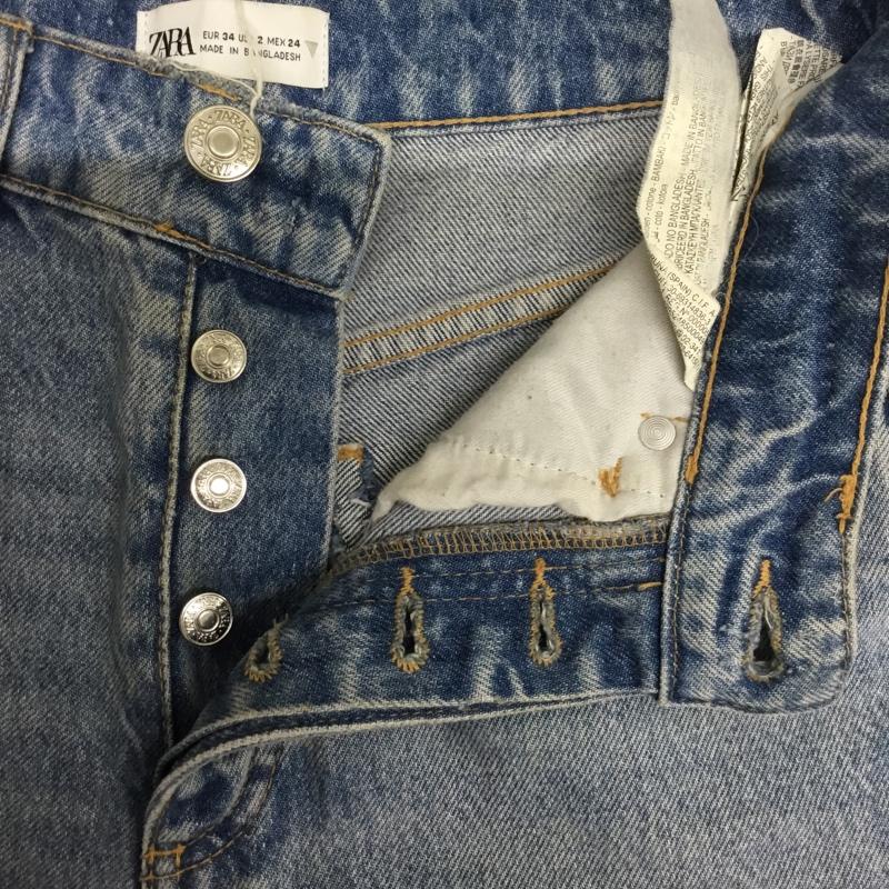 ザラ ZARA パンツ デニム、ジーンズ 34 無地 水色 / ライトブルー / レディース USED 古着 中古 10156054