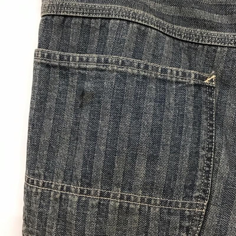 バウワウ Bowwow パンツ デニム、ジーンズ デニムパンツ ワイドパンツ カジュアルパンツ M ストライプ インディゴ / インディゴ / Indigo メンズ USED 古着 中古 10156120