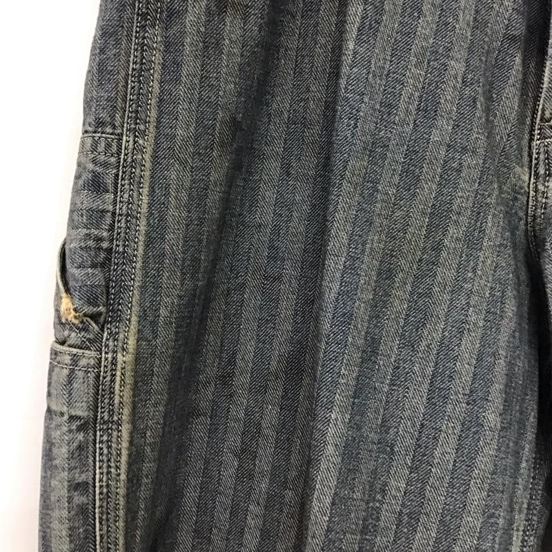 バウワウ Bowwow パンツ デニム、ジーンズ デニムパンツ ワイドパンツ カジュアルパンツ M ストライプ インディゴ / インディゴ / Indigo メンズ USED 古着 中古 10156120