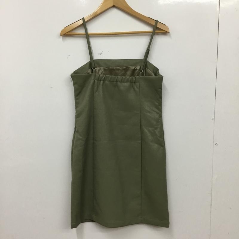 エヴリス EVRIS ワンピース ひざ丈スカート 372350303001 レザーライクミニワンピース FREE 無地 カーキ / カーキ / khaki レディース USED 古着 中古 10156127