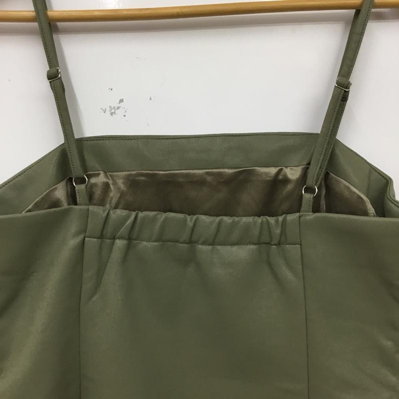 エヴリス EVRIS ワンピース ひざ丈スカート 372350303001 レザーライクミニワンピース FREE 無地 カーキ / カーキ / khaki レディース USED 古着 中古 10156127