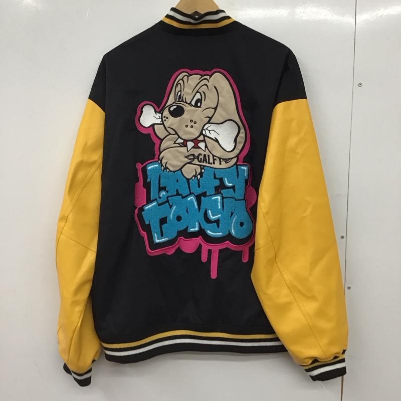 ガルフィー GALFY ジャケット、上着 ジャンパー、ブルゾン スタジャン フロントボタン アウター ロゴ、文字 黒 / ブラック / black X 黄 / イエロー / yellow メンズ USED 古着 中古 10156133