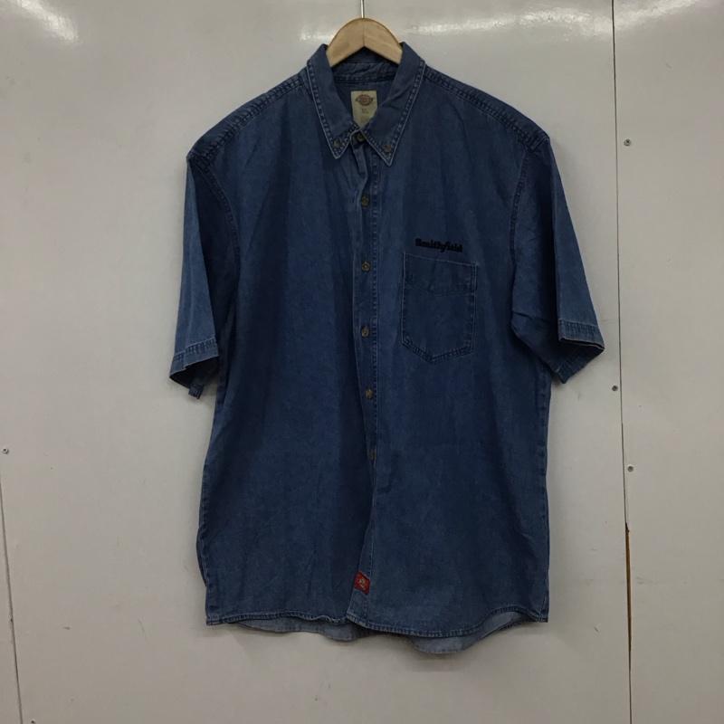 ディッキーズ Dickies シャツ、ブラウス 半袖 半袖デニムシャツ ボタンダウンシャツ XL ロゴ、文字 インディゴ / インディゴ / Indigo メンズ USED 古着 中古 10156135