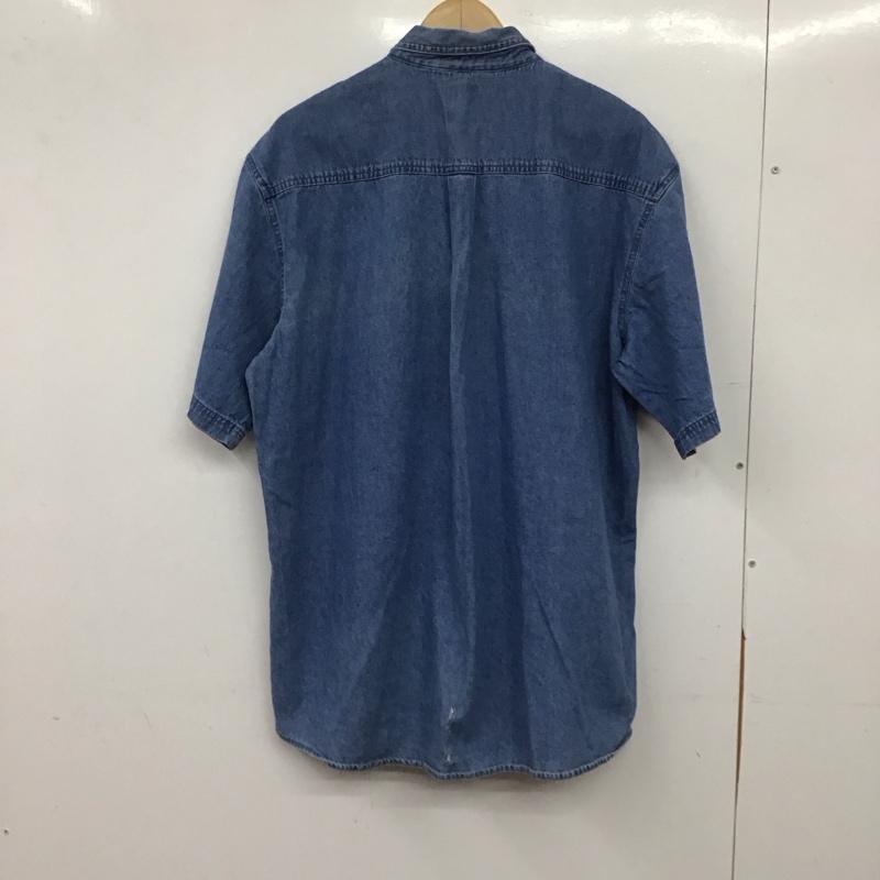 ディッキーズ Dickies シャツ、ブラウス 半袖 半袖デニムシャツ ボタンダウンシャツ XL ロゴ、文字 インディゴ / インディゴ / Indigo メンズ USED 古着 中古 10156135