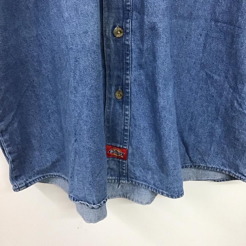 ディッキーズ Dickies シャツ、ブラウス 半袖 半袖デニムシャツ ボタンダウンシャツ XL ロゴ、文字 インディゴ / インディゴ / Indigo メンズ USED 古着 中古 10156135