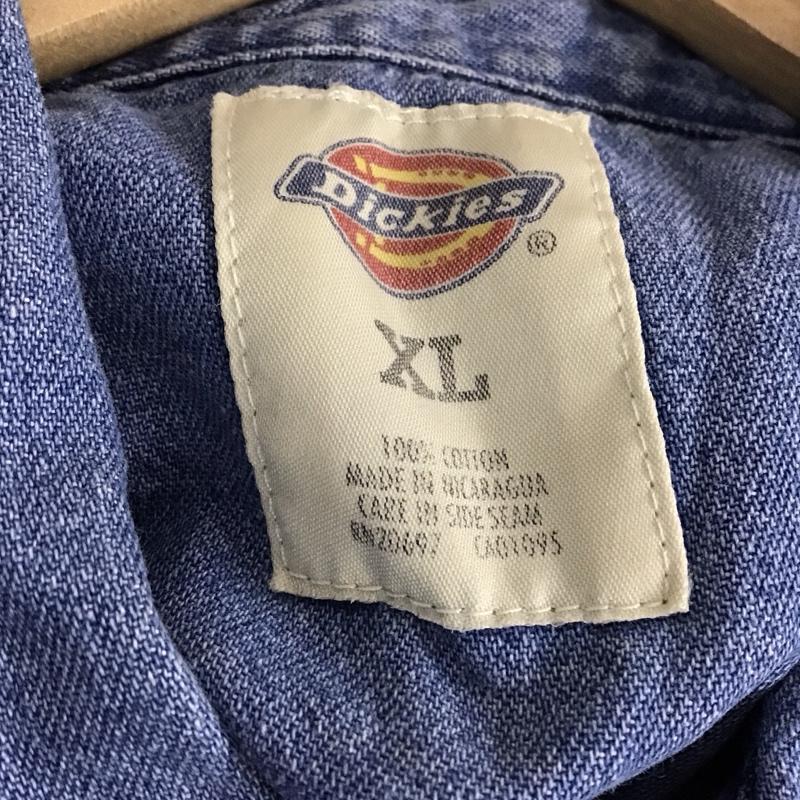 ディッキーズ Dickies シャツ、ブラウス 半袖 半袖デニムシャツ ボタンダウンシャツ XL ロゴ、文字 インディゴ / インディゴ / Indigo メンズ USED 古着 中古 10156135