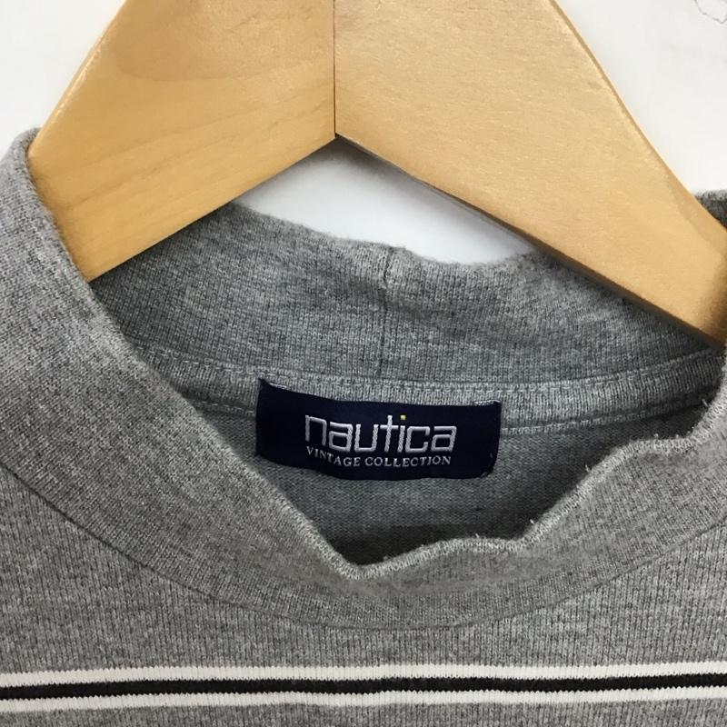 ノーティカ NAUTICA Tシャツ 半袖 半袖カットソー プリントTシャツ クルーネックカットソー L ボーダー柄 灰 / グレー / gray メンズ USED 古着 中古 10156138
