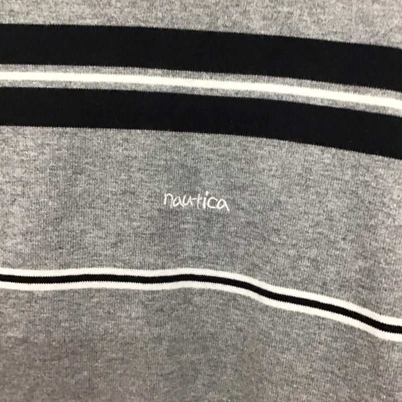 ノーティカ NAUTICA Tシャツ 半袖 半袖カットソー プリントTシャツ クルーネックカットソー L ボーダー柄 灰 / グレー / gray メンズ USED 古着 中古 10156138