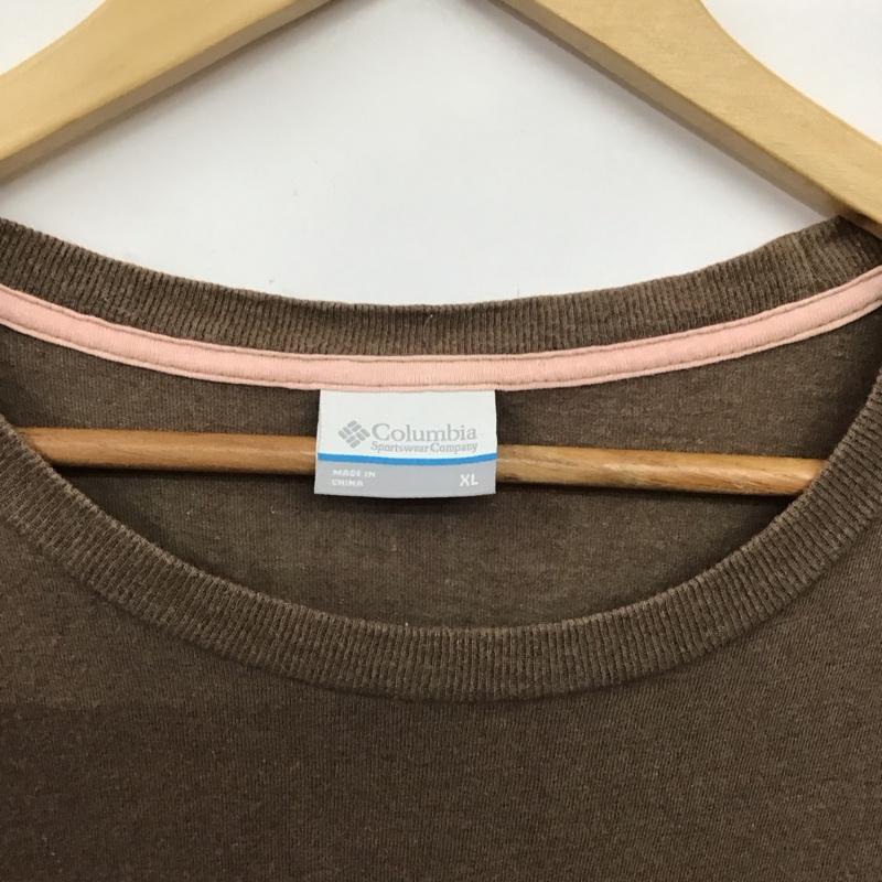 コロンビア Columbia Tシャツ 半袖 半袖カットソー プリントTシャツ クルーネックカットソー XL プリント 茶 / ブラウン / brown メンズ USED 古着 中古 10156140