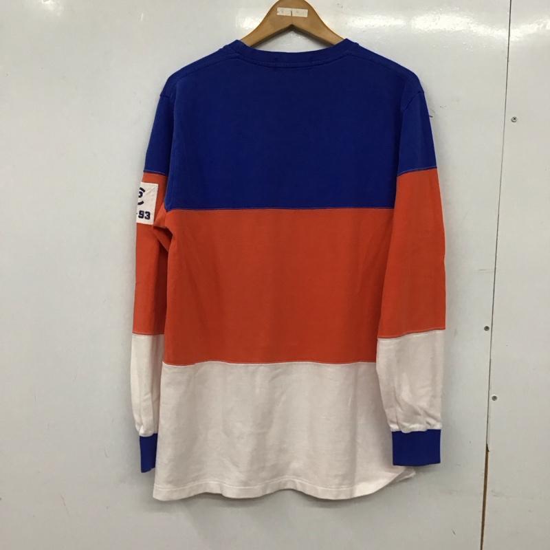 ポロバイラルフローレン Polo by RALPH LAUREN Tシャツ 長袖 長袖カットソー プリントカットソー クルーネック L 無地 青 / ブルー / blue X 橙 / オレンジ / orange X 白 / ホワイト / white メンズ USED 古着 中古 10156141