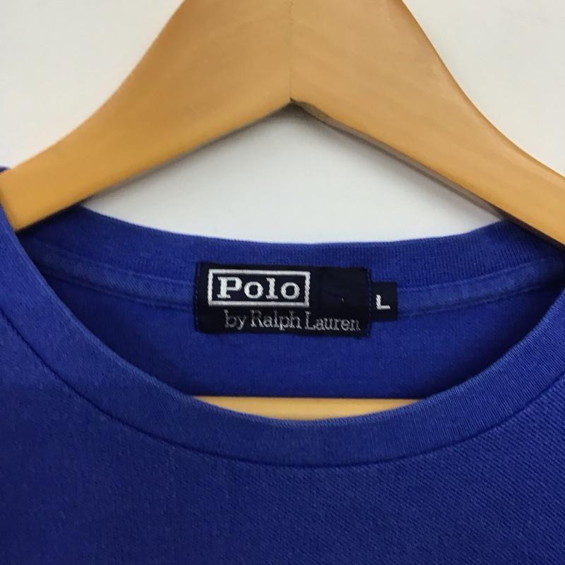ポロバイラルフローレン Polo by RALPH LAUREN Tシャツ 長袖 長袖カットソー プリントカットソー クルーネック L 無地 青 / ブルー / blue X 橙 / オレンジ / orange X 白 / ホワイト / white メンズ USED 古着 中古 10156141