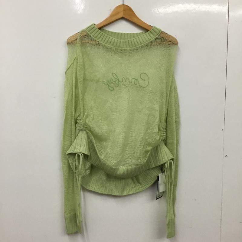 カスタネ Kastane ニット、セーター 長袖 kaz1051105A0001 刺繍シアーロゴニット タグ付 FREE 無地 薄緑 / ライトグリーン / レディース USED 古着 中古 10156149