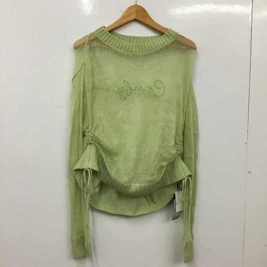 カスタネ Kastane ニット、セーター 長袖 kaz1051105A0001 刺繍シアーロゴニット タグ付 FREE 無地 薄緑 / ライトグリーン / レディース USED 古着 中古 10156149