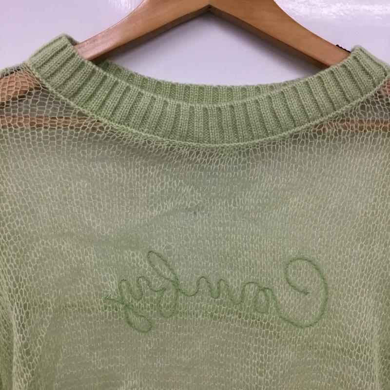カスタネ Kastane ニット、セーター 長袖 kaz1051105A0001 刺繍シアーロゴニット タグ付 FREE 無地 薄緑 / ライトグリーン / レディース USED 古着 中古 10156149