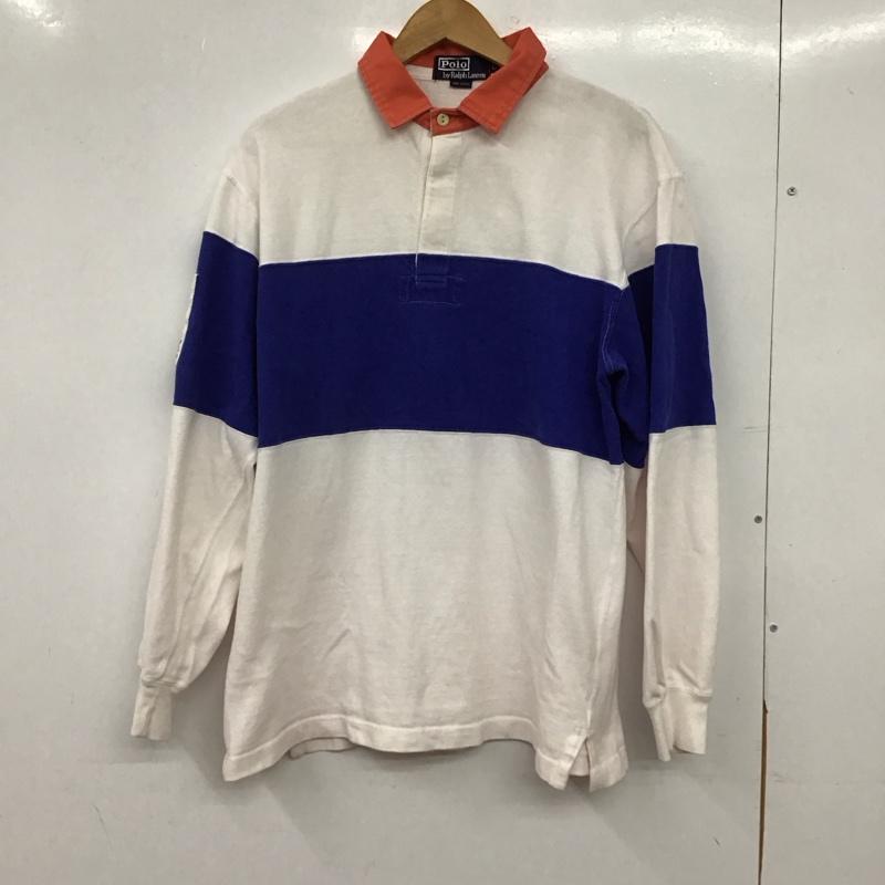 ポロバイラルフローレン Polo by RALPH LAUREN カットソー 長袖 長袖ポロシャツ 長袖カットソー カラーシャツ L 無地 白 / ホワイト / white X 青 / ブルー / blue メンズ USED 古着 中古 10156161