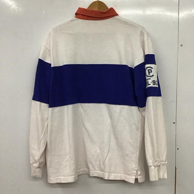 ポロバイラルフローレン Polo by RALPH LAUREN カットソー 長袖 長袖ポロシャツ 長袖カットソー カラーシャツ L 無地 白 / ホワイト / white X 青 / ブルー / blue メンズ USED 古着 中古 10156161