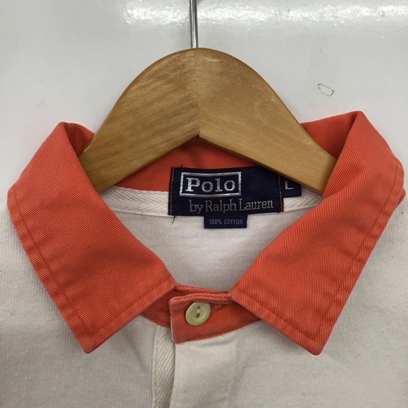 ポロバイラルフローレン Polo by RALPH LAUREN カットソー 長袖 長袖ポロシャツ 長袖カットソー カラーシャツ L 無地 白 / ホワイト / white X 青 / ブルー / blue メンズ USED 古着 中古 10156161