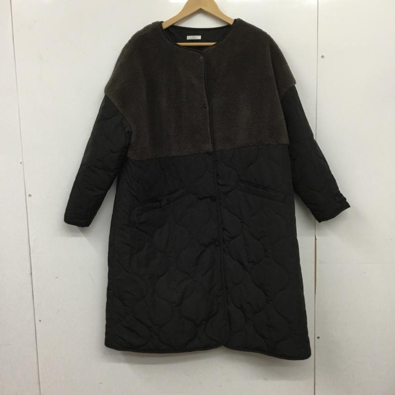 アイテムズ アーバンリサーチ ITEMS URBAN RESEARCH コート コート一般 IT27-27B003 ボアキルトコート FREE 無地 黒 / ブラック / black X 茶 / ブラウン / brown レディース USED 古着 中古 10156187
