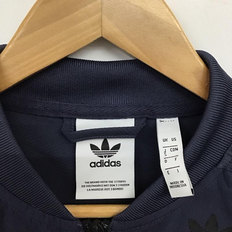 アディダス adidas ジャケット、上着 ジャンパー、ブルゾン ジップアップジャケット ナイロンジャケット アウター S ロゴ、文字 紺 / ネイビー / navy メンズ USED 古着 中古 10156193