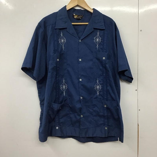 キューカ Kyuca シャツ、ブラウス 半袖 半袖シャツ 刺繍シャツ ポケットシャツ 48 刺繍 青 / ブルー / blue メンズ USED 古着 中古 10156197