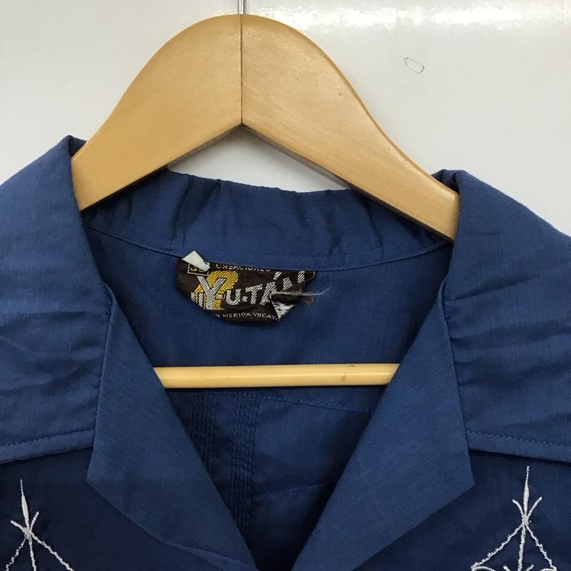 キューカ Kyuca シャツ、ブラウス 半袖 半袖シャツ 刺繍シャツ ポケットシャツ 48 刺繍 青 / ブルー / blue メンズ USED 古着 中古 10156197