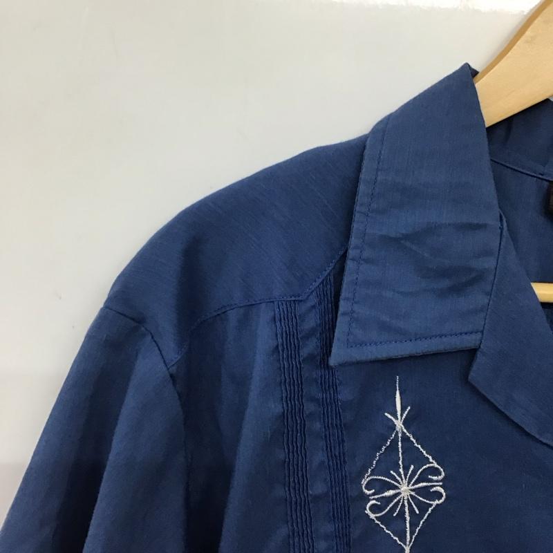 キューカ Kyuca シャツ、ブラウス 半袖 半袖シャツ 刺繍シャツ ポケットシャツ 48 刺繍 青 / ブルー / blue メンズ USED 古着 中古 10156197