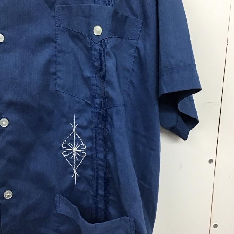 キューカ Kyuca シャツ、ブラウス 半袖 半袖シャツ 刺繍シャツ ポケットシャツ 48 刺繍 青 / ブルー / blue メンズ USED 古着 中古 10156197