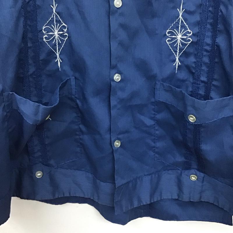 キューカ Kyuca シャツ、ブラウス 半袖 半袖シャツ 刺繍シャツ ポケットシャツ 48 刺繍 青 / ブルー / blue メンズ USED 古着 中古 10156197