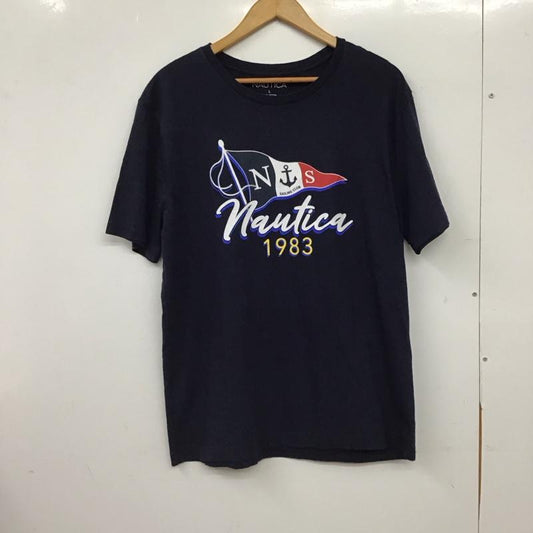 ノーティカ NAUTICA Tシャツ 半袖 半袖カットソー プリントTシャツ クルーネックカットソー L プリント 紺 / ネイビー / navy メンズ USED 古着 中古 10156199