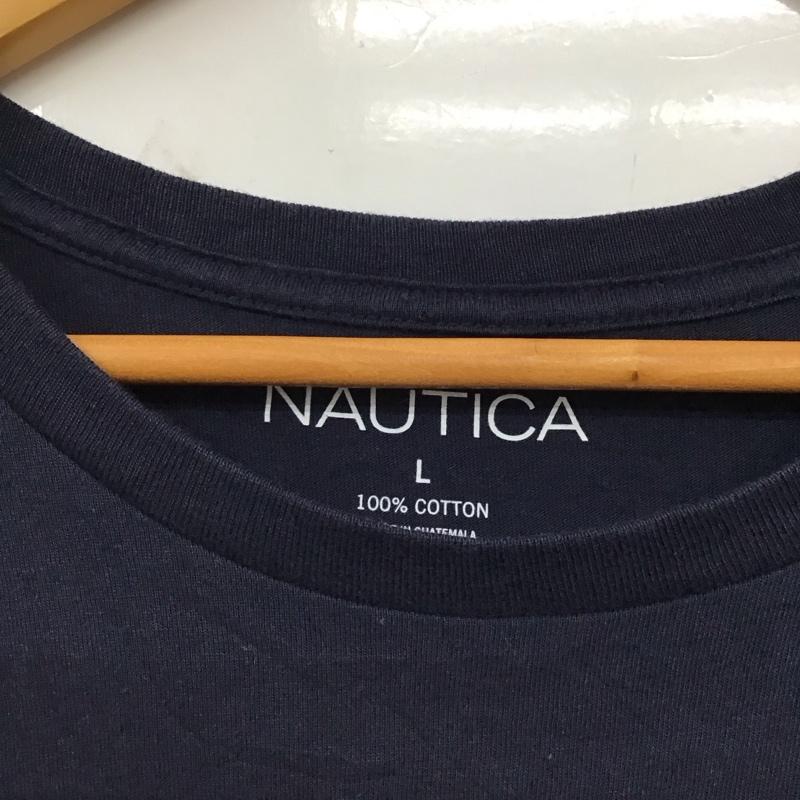 ノーティカ NAUTICA Tシャツ 半袖 半袖カットソー プリントTシャツ クルーネックカットソー L プリント 紺 / ネイビー / navy メンズ USED 古着 中古 10156199