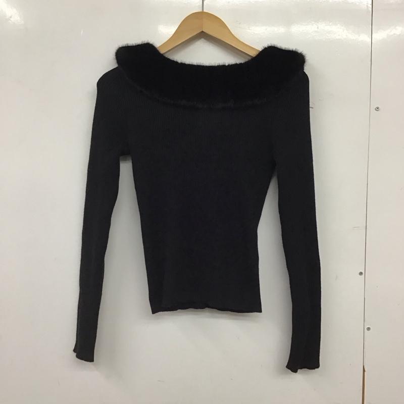 ザラ ZARA ニット、セーター 長袖 長袖ニットカットソー リブニット L 無地 黒 / ブラック / black レディース USED 古着 中古 10156214