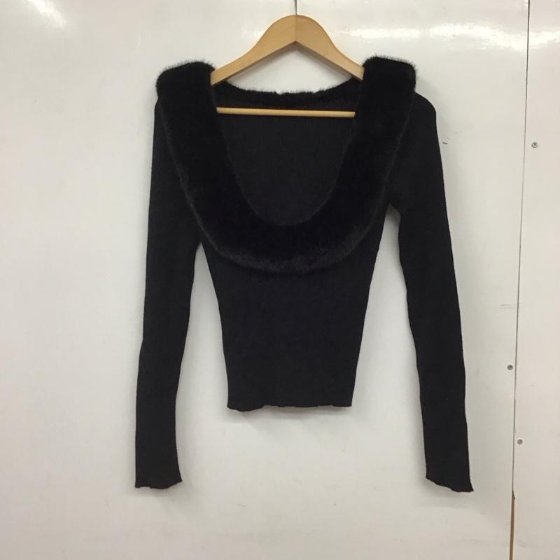 ザラ ZARA ニット、セーター 長袖 長袖ニットカットソー リブニット L 無地 黒 / ブラック / black レディース USED 古着 中古 10156214