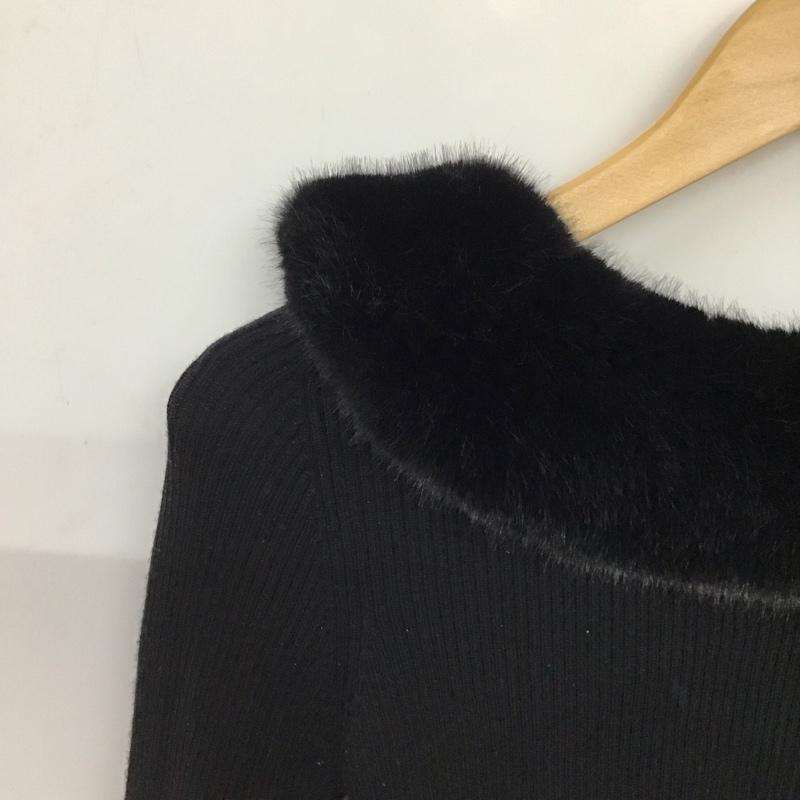 ザラ ZARA ニット、セーター 長袖 長袖ニットカットソー リブニット L 無地 黒 / ブラック / black レディース USED 古着 中古 10156214