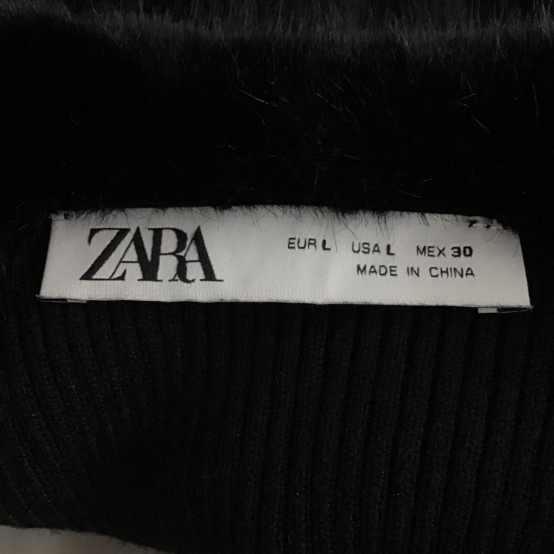 ザラ ZARA ニット、セーター 長袖 長袖ニットカットソー リブニット L 無地 黒 / ブラック / black レディース USED 古着 中古 10156214