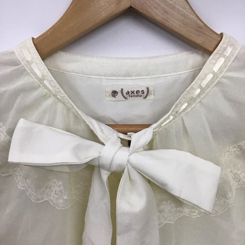 アクシーズファム axes femme シャツ、ブラウス 長袖 長袖シャツ 無地シャツ ノーカラーシャツ FREE 無地 アイボリー / アイボリー / レディース USED 古着 中古 10156216