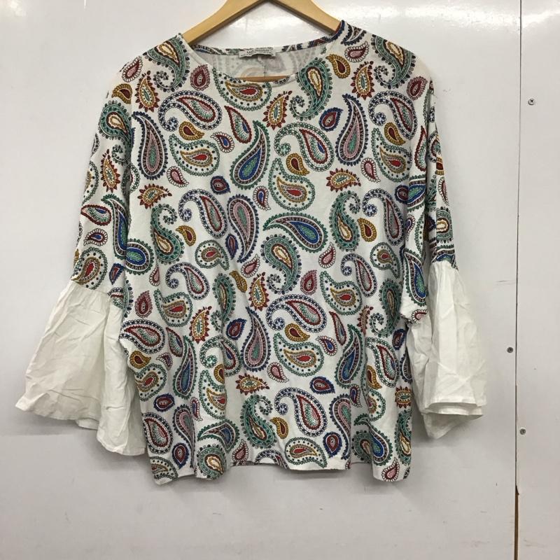 ザラ ZARA TRAFALUC カットソー 長袖 長袖カットソー プリントカットソー フレア袖 M プリント マルチカラー / マルチカラー / multicolor レディース USED 古着 中古 10156217