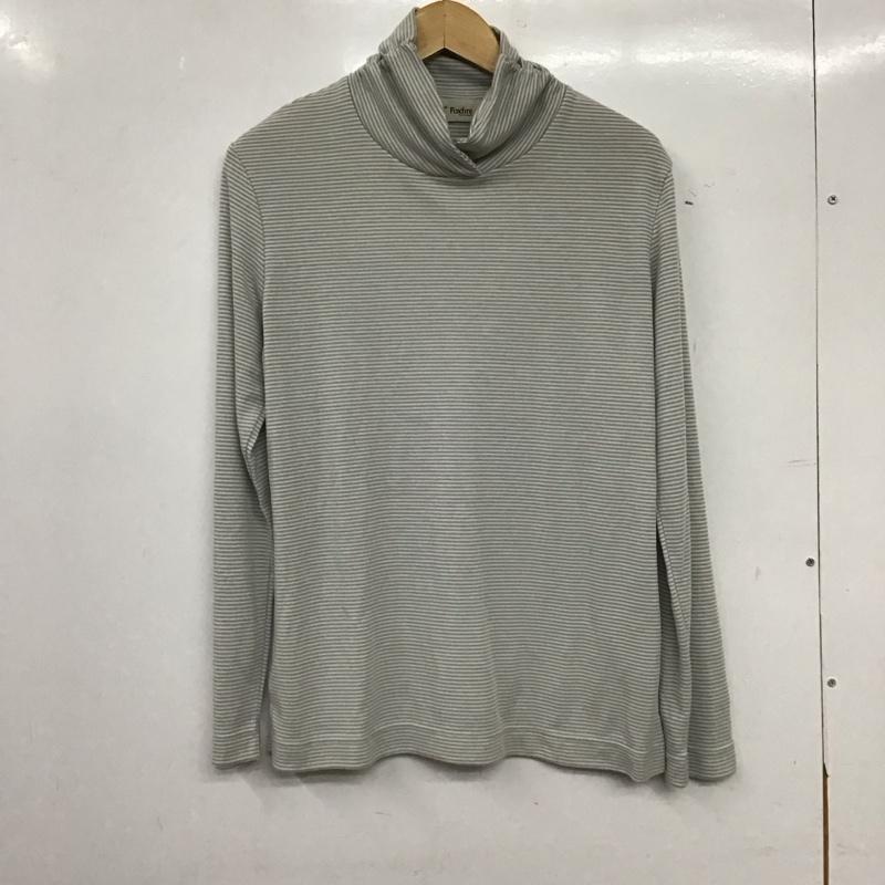 フォックスファイヤー FOXFIRE カットソー 長袖 長袖カットソー タートルネックカットソー L ボーダー柄 白 / ホワイト / white X 灰 / グレー / gray レディース USED 古着 中古 10156221