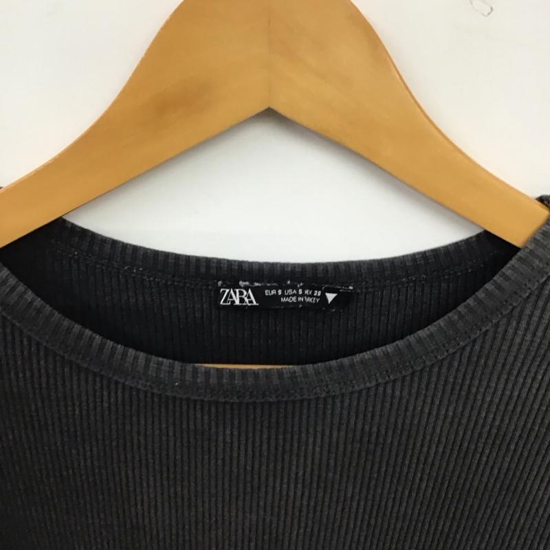 ザラ ZARA カットソー 長袖 長袖カットソー 無地カットソー クルーネック S 無地 ダークグレー / ダークグレー / レディース USED 古着 中古 10156226